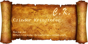 Czinder Krisztofer névjegykártya